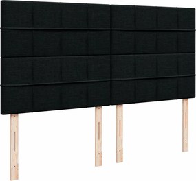 vidaXL Κρεβάτι Boxspring με Στρώμα Μαύρο 200x200 εκ. Υφασμάτινο