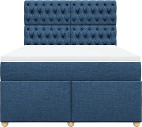 vidaXL Κρεβάτι Boxspring με Στρώμα Μπλε 160x200 εκ. Υφασμάτινο