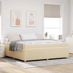 vidaXL Σκελετός Κρεβατιού με στρώμα Κρεμ 200 x 200 cm ύφασμα