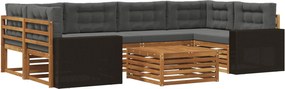 vidaXL Σειρά Καναπέ Εξωτερικού 7 pcs Φυσικό και Ανθρακί Πολυεστέρας