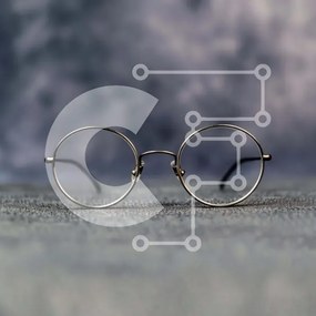 Intra Συλλεκτικό Ξύλινο Παζλ Plywood 4mm - Ζευγάρι στρογγυλά γυαλιά σε γκρι φόντο Σε Ξύλινο Κουτί - Διαστάσεις: 10x10 cm – 25 κομμάτια