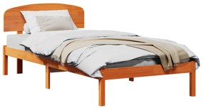 vidaXL Κρεβάτι με Κεφαλή Καφέ 75x190 εκ Σαφές Ξύλο Πεύκου