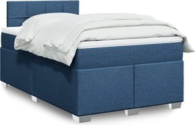 vidaXL Κρεβάτι Boxspring με Στρώμα Μπλε 120x190 εκ. Υφασμάτινο