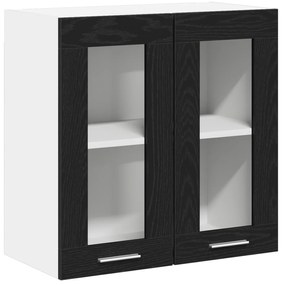 vidaXL Κρεμαστό Γυάλινο Ντουλάπι Μαύρης Δρυς - 60x31x60 εκ, Από Επεξεργασμένο Ξύλο