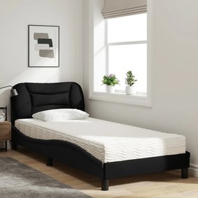 vidaXL Κρεβάτι με Στρώμα Hvar Μαύρο 80 x 200 εκ. Υφασμάτινο
