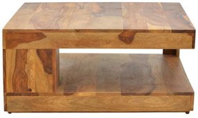Τραπέζι Stolic pakoworld μασιφ ξύλο sheesham σε καρυδί απόχρωση 90x90x40εκ