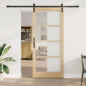 vidaXL Συρόμενη Πόρτα ORKDAL Καφέ 93 x 211 εκ. Ξύλο και μέταλλο