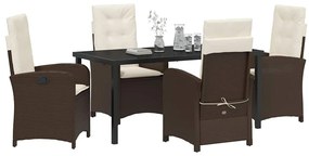 vidaXL Σέτ φαγητού για κήπο 5 pcs Καφέ συνθετικό ρατάν