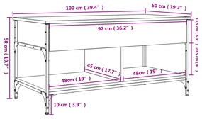 Τραπεζάκι Σαλονιού Sonoma Δρυς 100x50x50 εκ. Επεξεργασμένο Ξύλο - Καφέ