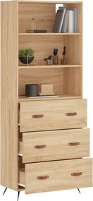 vidaXL Ντουλάπι Sonoma δρυς 69,5 x 34 x 180 εκ. από Επεξεργασμένο Ξύλο