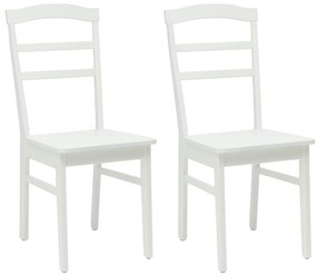 vidaXL Καρέκλα τραπεζαρίας 2 pcs Λευκό Στερεό Ξύλο Ραβέντι