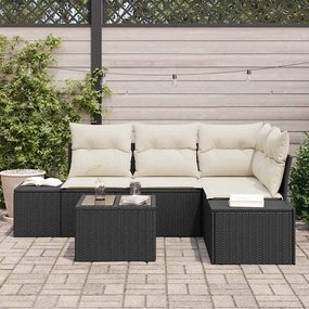 vidaXL Σετ Καναπέ Κήπου 5 pcs Μαύρο Πολυ ράταν