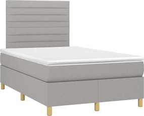 vidaXL Κρεβάτι Boxspring με Στρώμα &amp; LED Αν.Γκρι 120x190εκ. Υφασμάτινο