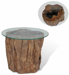 vidaXL Τραπεζάκι Σαλονιού 50 x 40 εκ. από Ξύλο Teak / Γυαλί
