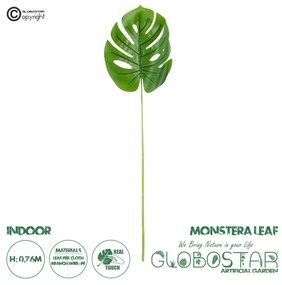 GloboStar® Artificial Garden MONSTERA LEAF 20223 Τεχνητό Διακοσμητικό Φύλο Μονστέρας Π16 x Υ76cm