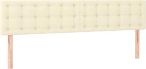 vidaXL Κρεβάτι Boxspring με Στρώμα &amp; LED Κρεμ 200x200 εκ. Συνθ. Δέρμα