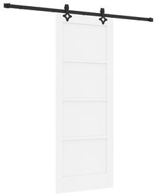 vidaXL Συρόμενη Πόρτα  με Σετ Υλικών Λευκή 78x202 εκ. Μασίφ Ξύλο Πεύκο
