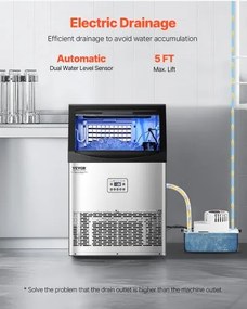 VEVOR Commercial Ice Maker Freestanding Cabinet Machine 90lbs/24H 50 Ice Cubes