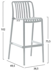 Σκάμπο Bar Πολυπροπυλενίου Convee Λευκό 38,5x49,5x102Υεκ.