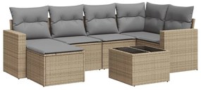 vidaXL Σαλόνι Κήπου Σετ 7 τεμ. Μπεζ Συνθετικό Ρατάν με Μαξιλάρια