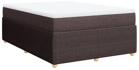 vidaXL Κρεβάτι Boxspring με Στρώμα Σκούρο Καφέ 140x190 εκ. Υφασμάτινο