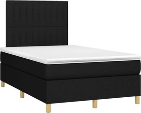 vidaXL Κρεβάτι Boxspring με Στρώμα &amp; LED Μαύρο 120x190 εκ. Υφασμάτινο