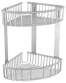 Καλάθι Γωνιακό Reti 96388899 Διπλό Σχαρωτό 21x21x33cm Satin Karag Ανοξείδωτο Ατσάλι