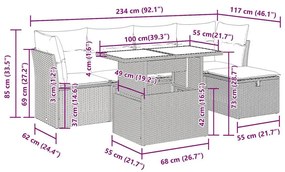 Σετ Καναπέ Κήπου 6 τεμ. Μπεζ Συνθετικό Ρατάν με Μαξιλάρια - Μπεζ