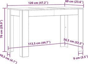vidaXL Τραπέζι Τραπεζαρίας Καπνιστή Δρυς 120x60x76 εκ. Επεξ. Ξύλο