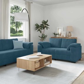 vidaXL Σετ Καναπέδων 2 Τεμαχίων με Μαξιλάρια Μπλε Βελούδο