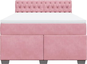 vidaXL Κρεβάτι Boxspring με Στρώμα Ροζ 140x200 εκ. Βελούδινο
