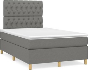 vidaXL Κρεβάτι Boxspring με Στρώμα Σκούρο Γκρι 120x200 εκ. Υφασμάτινο