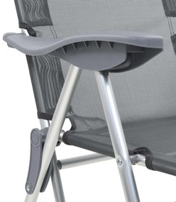 Καρέκλες Κάμπινγκ Πτυσσόμενες με Υποπόδια 2 τεμ. Γκρι Textilene - Γκρι