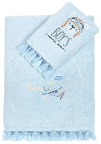 Πετσέτες Παιδικές Boy's World (Σετ 2τμχ) White-Blue Nima Towels Set 70x140cm 100% Βαμβάκι