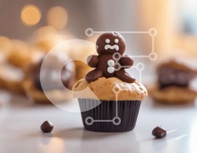 Intra Συλλεκτικό Ξύλινο Παζλ Plywood  4mm - Gingerbread Man Cupcake με σοκολάτα παγωμένο Σε Ξύλινο Κουτί - Διαστάσεις: 10x10 cm – 25 κομμάτια