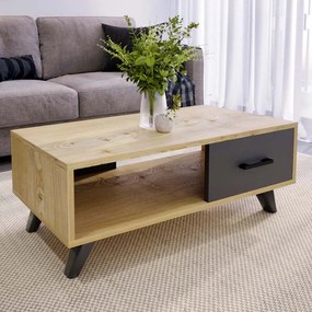 Τραπεζάκι σαλονιού Gilbert Megapap από μελαμίνη χρώμα sapphire oak - ανθρακί 90x45x35εκ.-GP041-0047,1