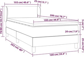 vidaXL Κρεβάτι Boxspring με Στρώμα Κρεμ 100 x 200 εκ. Υφασμάτινο
