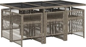 vidaXL Σετ Τραπεζαρίας Κήπου 7 τεμ. Γκρι Συνθ. Ρατάν με Μαξιλάρια