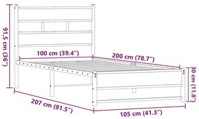 Μεταλλικό πλαίσιο κρεβατιού χωρίς στρώμα καφέ δρυς 100x200 cm - Καφέ
