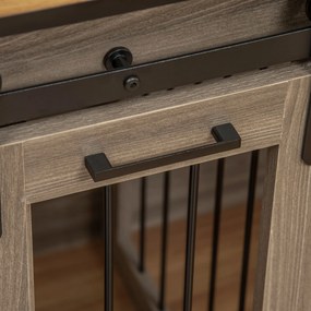 PawHut Κλουβί Σκύλου με 2 πόρτες, Κλουβί Μεταφοράς Σκύλου, Ρουστίκ Σχέδιο, Κλειδώνει, Καφέ