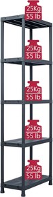 vidaXL Ραφιέρα Μαύρη 125 κ. 60 x 30 x 180 εκ. Πλαστική