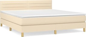 vidaXL Κρεβάτι Boxspring με Στρώμα Κρεμ 180x200 εκ. Υφασμάτινο