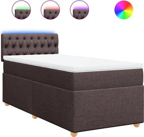 vidaXL Κρεβάτι Boxspring με Στρώμα Σκούρο Καφέ 80x200 εκ. Υφασμάτινο