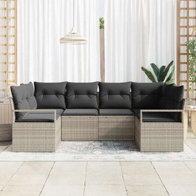 vidaXL Σετ Καναπέ Κήπου 6 pcs Ανοιχτό γκρι Πολυ rattan, βαμμένο ατσάλι