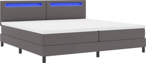 vidaXL Κρεβάτι με ελατήρια με στρώμα Γκρι 200 x 200 cm Τεχνητό δέρμα