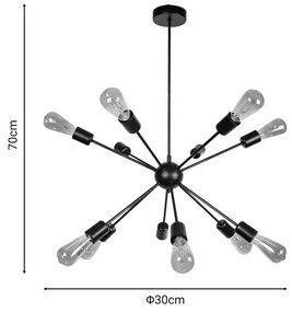Φωτιστικό οροφής πολύφωτο Gelen μαύρο μέταλλο 30x30x70εκ