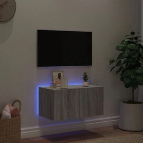 Έπιπλο Τοίχου Τηλεόρασης με LED Γκρι Sonoma 60x35x31 εκ. - Γκρι