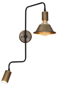 Φωτιστικό Τοίχου - Απλίκα HL-3555-2L CALLIE OLD BRONZE &amp; BLACK WALL LAMP - Μέταλλο - 77-3969