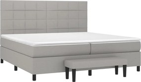 vidaXL Κρεβάτι Boxspring με Στρώμα Ανοιχτό Γκρι 200x200 εκ. Υφασμάτινο