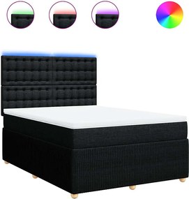 vidaXL Κρεβάτι Boxspring με Στρώμα Μαύρο 140x190 εκ. Υφασμάτινο